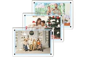 TNTIWQ 3 Pack acrylic fridge magnetic frame 5X7 Inch refrigerator photo magnet frames clear picture frames magnetic photos Display frame Double-Sided acrylic magnet frames(3pcs clear, 5x7 inch)