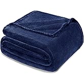 Exclusivo Mezcla Fleece Blanket Twin Size for Bed, Super Soft and Warm, All Season, Cozy, Plush, Lightweight, 90x66 Inches, Navy Blue