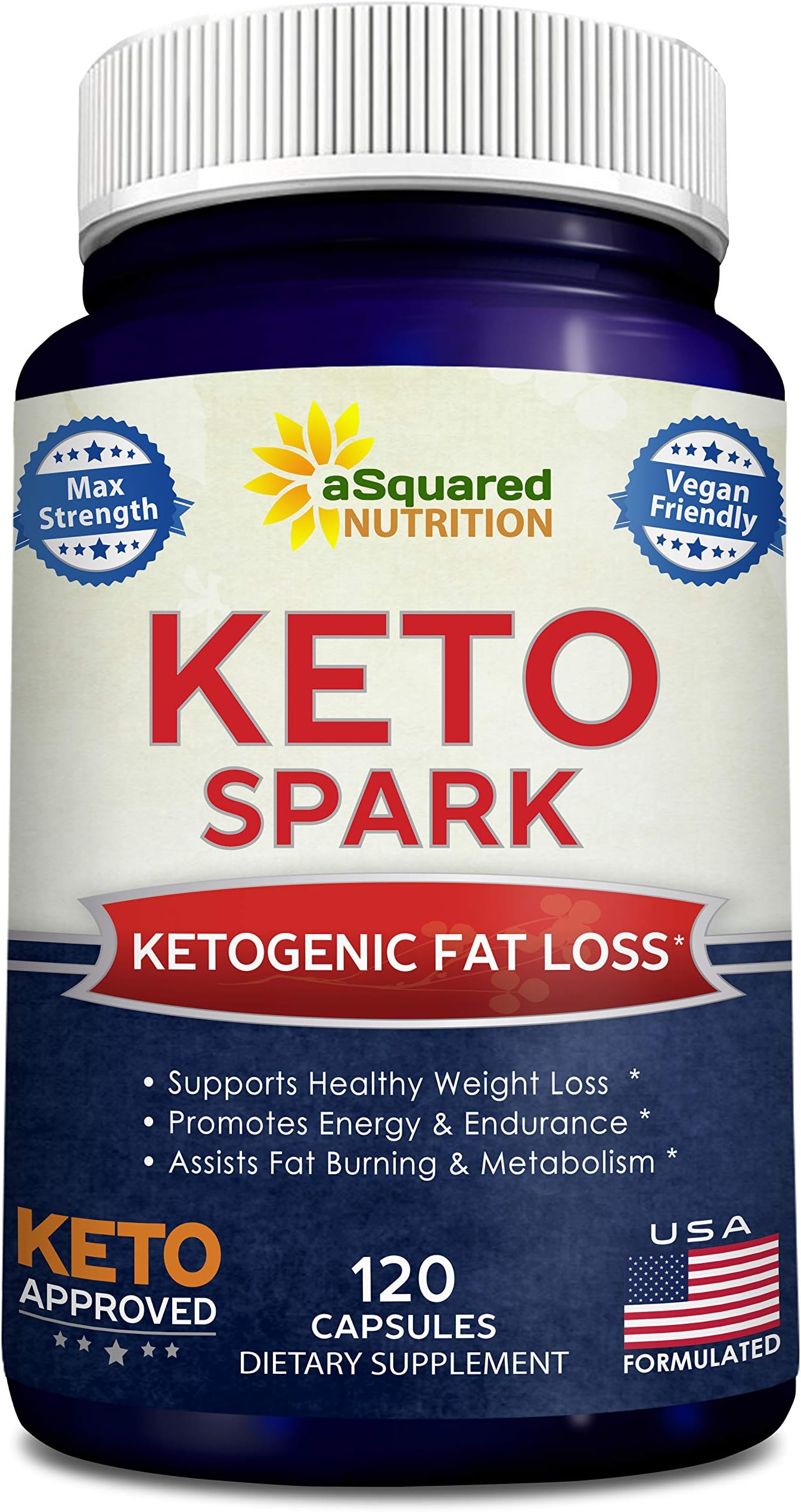 Keto Spark - Supplement for Weight Loss (120 Capsules) - Pills Approved for The Ketogenic & Paleo Diet - Helps Stay in Ketosis, Increase Energy & Focus - Caffeine & Ketones for Women & Men