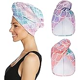 Turbie Twist 2-Pack Microfiber Hair Towel for Beauty, Travel, Gifting - Hair Wrap Turban for Straight, Wavy & Curly Hair - Premium Personal Care - Mermaid