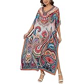 ELSCIRW Plus Size Kaftan Dress for Women Caftan Bathing Swim Cover Up Boho Beach Dress Lightweight Loungewear