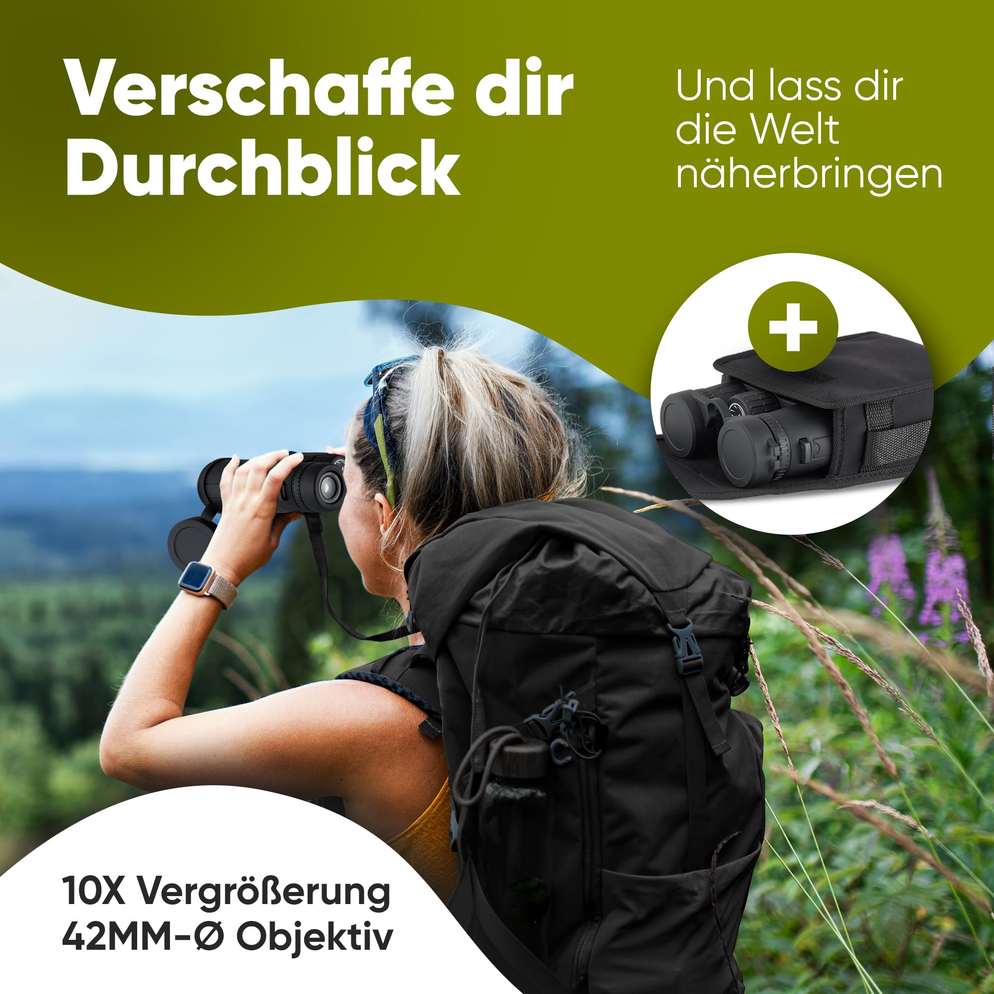 Adler Focus Fernglas 10x42 für Erwachsene, Eagle-Eye-Technologie, 18mm HD Augenmuschel, BAK4+FMC, Feldstecher, für Brillenträger, Reisen, Wandern, Jagd, Perfekt für Brillenträger! 5