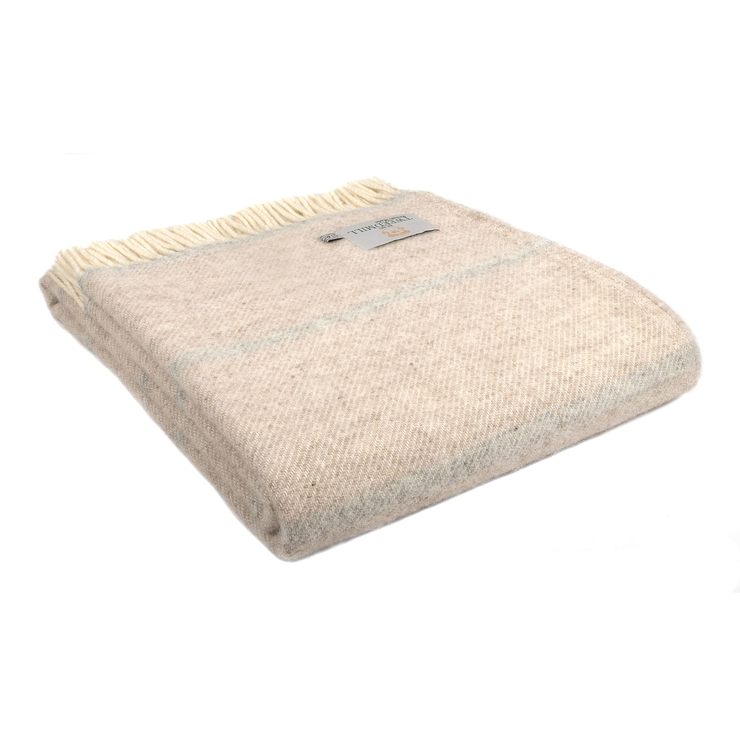Tweedmill Broad Stripe Throws (Hazel Pale Beige, Cream, Blue Stripe) — image 1