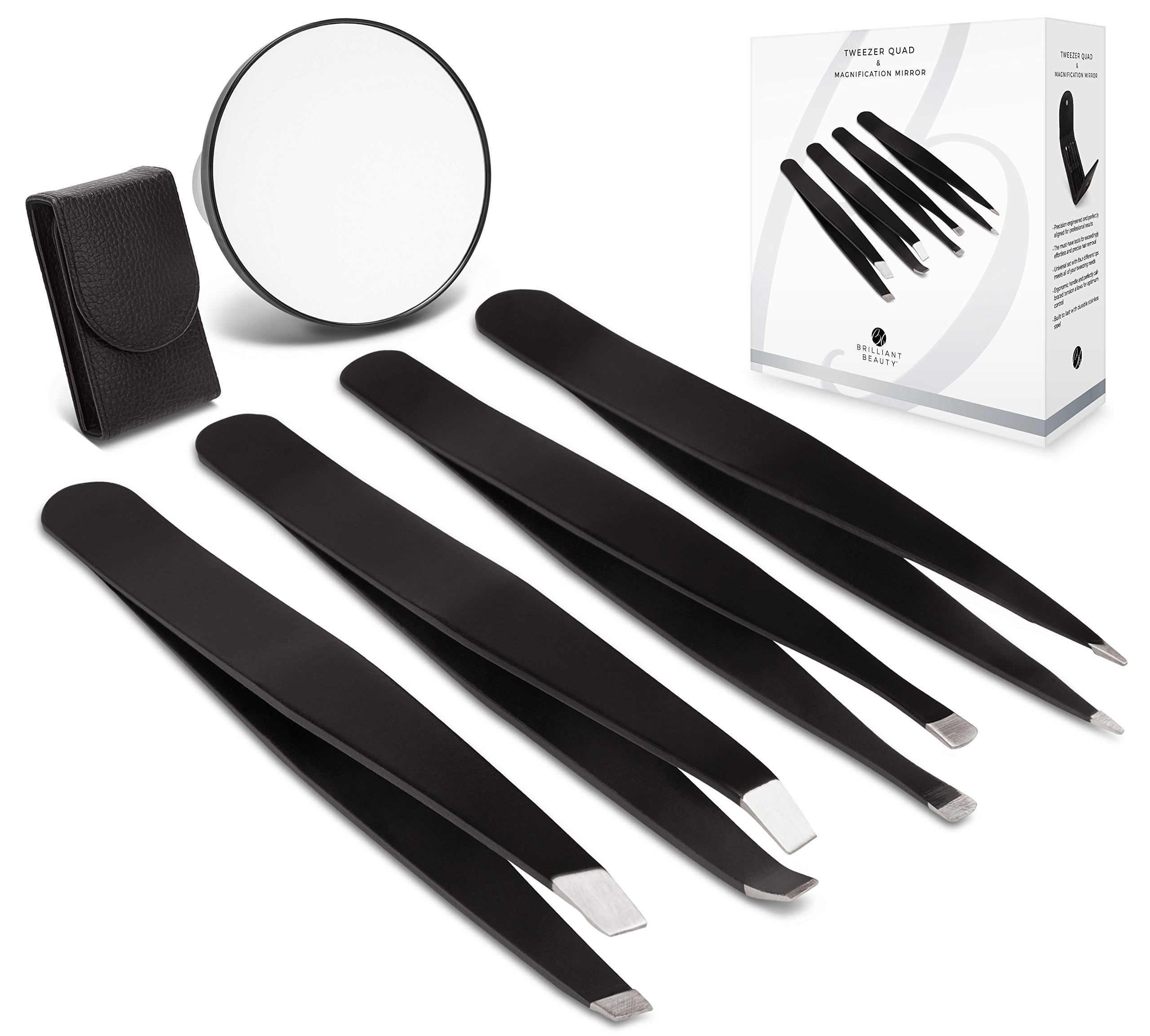 Mua 4Piece Professional Tweezer Set with Case & Mirror by Brilliant