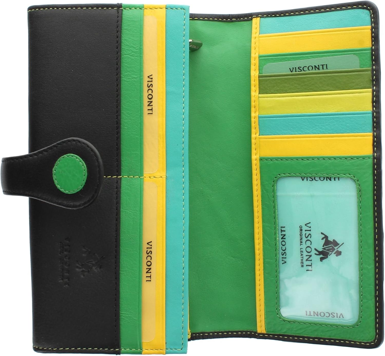VISCONTI Polka Collection Neptune Ladies Leather Purse with Tab Closure RFID Blocking P2 Lily Pad - Image 4