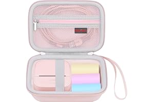 Elonbo Carrying Case for Gloryang Sticker Printer, JD-23 Portable Mini Printer, Inkless Bluetooth Label Maker Machine Travel Bag, Thermal Photo Printer Storage Holder, Pocket Fits Paper, Pink