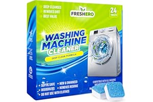 Freshero Washing Machine Cleaner Tablets – 24-Pack Deep Cleaning for Front Loader, Top Load & HE Washers – Helps Remove Odor-Causing Residues, Pet Hair & Hard Water Buildup – Septic Safe