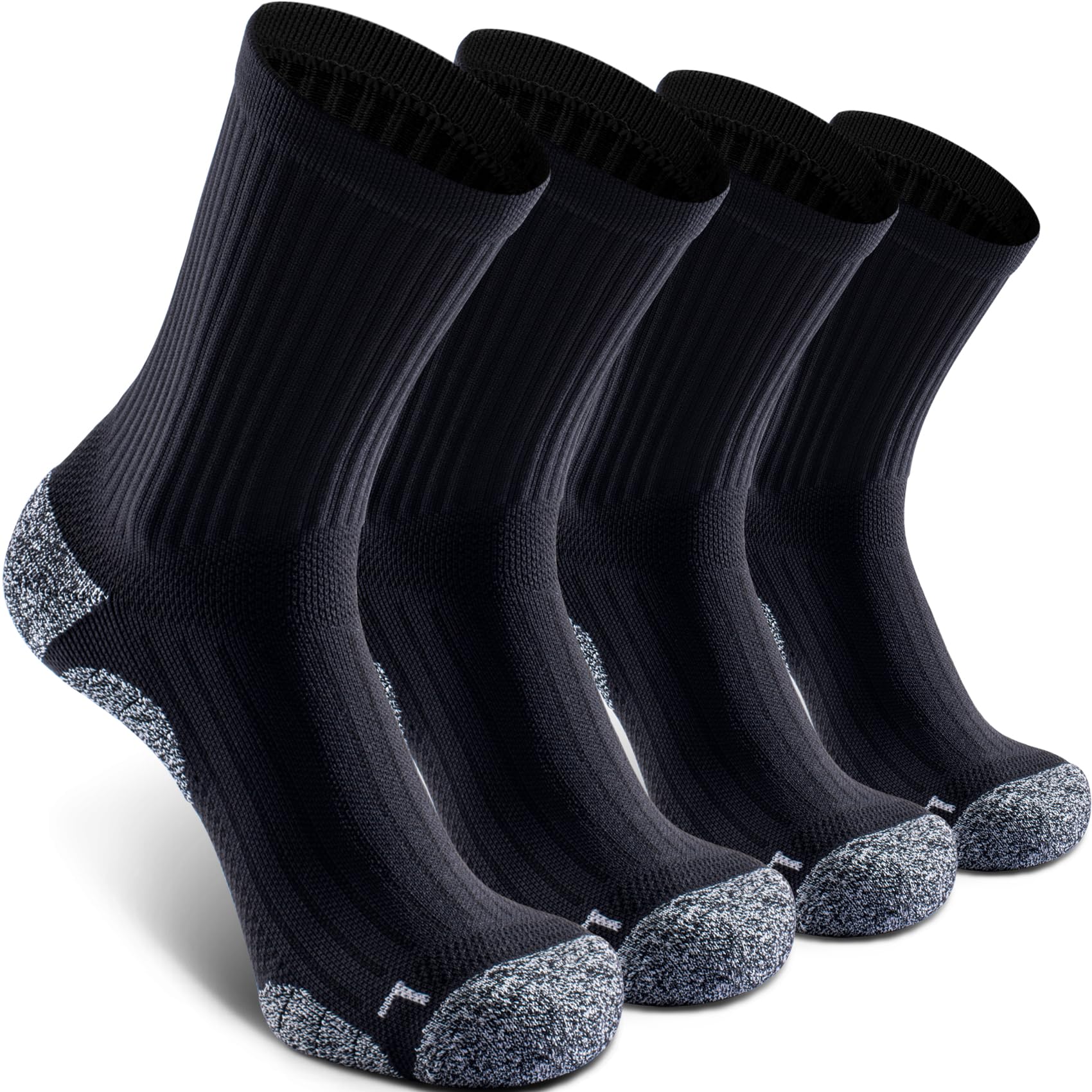 Photo 1 of SITOISBE Cushioned Compression Unisex Mid-crew Socks 4-Pack, Large, Black