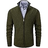 VtuAOL Men's Cardigan Sweaters Full Zip Sweaters Stand Collar Casual Knitted Cardigan with Pockets