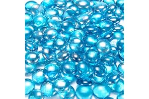 Yalissey 3/4 Inch Fire Glass Beads - 10 Pounds, Reflective Decorative Tempered Rocks for Propane Gas and Natural Fireplaces, Perfect for Indoor and Outdoor Fire Pits -Caribbean Blue