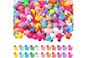 EKISEMIO 220 pcs Mini Resin Ducks Bulk Tiny Ducks Set for Potted Miniature Decoration Garden Dollhouse Cake Decoration DIY Slime Kit Craft Charms Party Toys