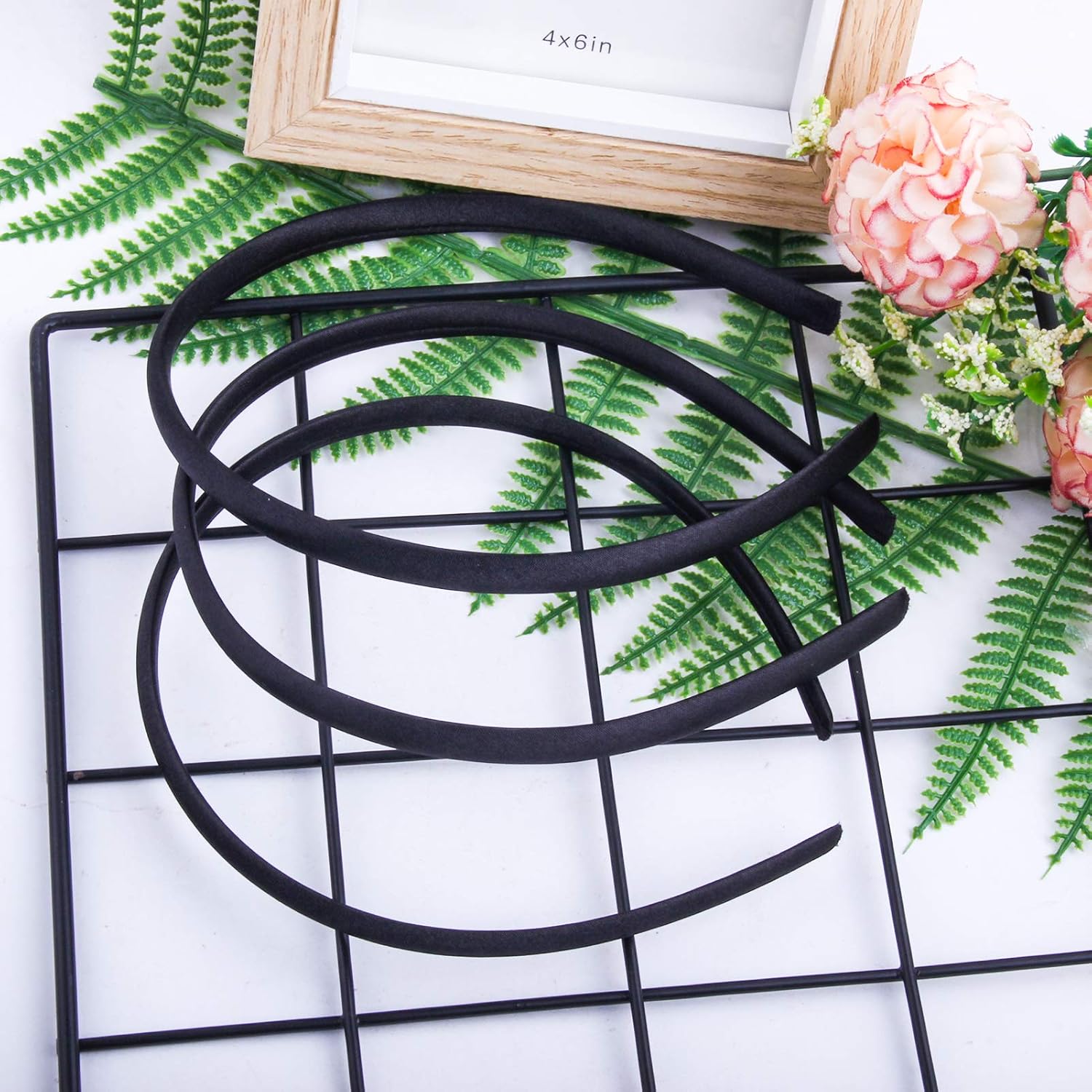 Candygirl 20 Pieces 1cm Satin Headbands for Girls Alice Band Girls DIY Black Ribbon Covered Hairbands for Girl - Image 5