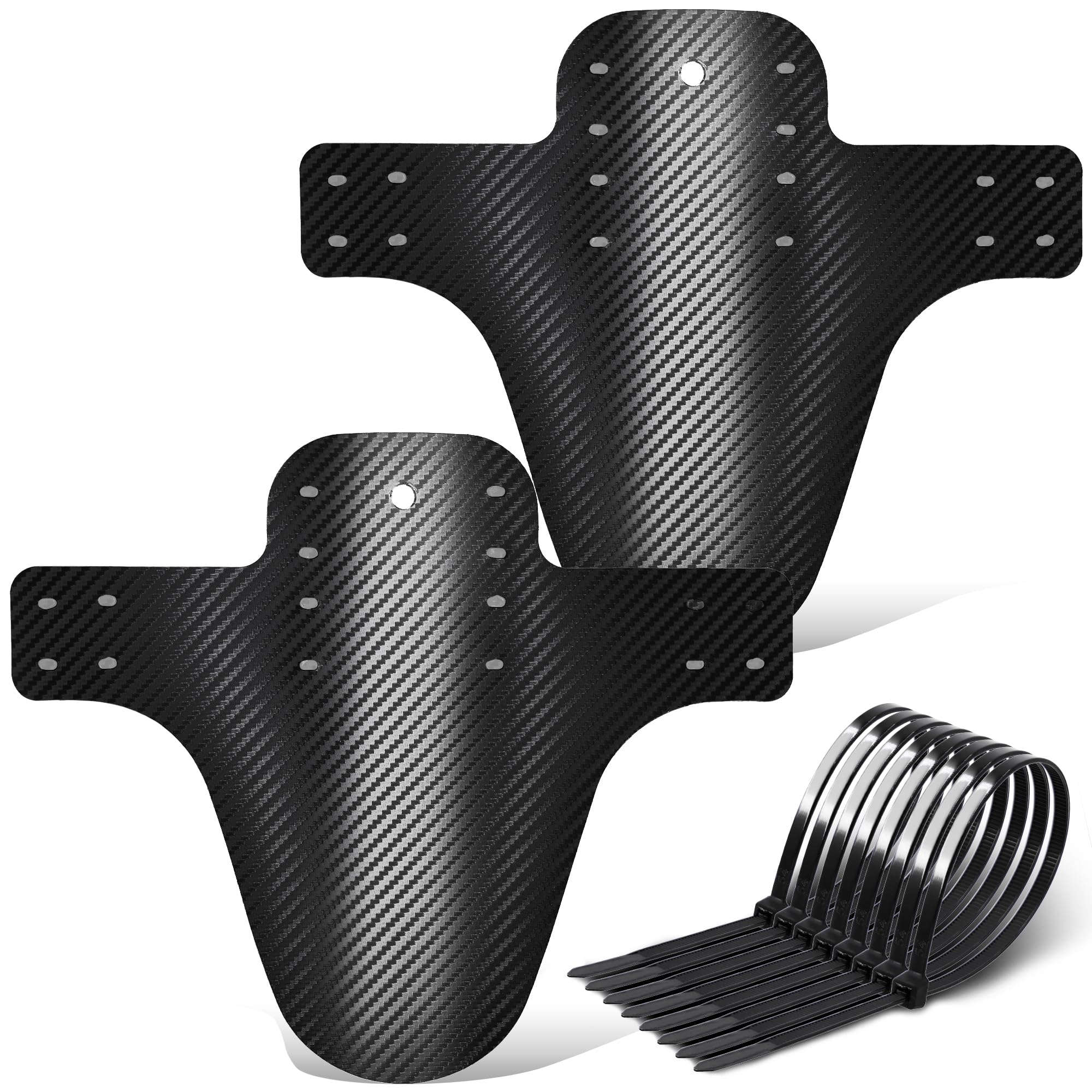 FETESNICE 3D Carbon Fibre MTB Mudguard Set – Thickened 0.8mm PP, Front & Rear Bike Fender Kit for Mountain Bikes (20–29”)