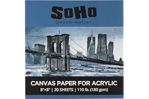 SoHo Urban Artist Acrylic Canvas Pads - Textured Canvas Paper Pad for Painting, Drawing, Pastels, Travel, & More! - [Single - 8x8]