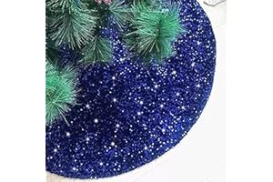 FUHSY Christmas Palm Tree Skirt 21 Inch Velvet Sequin Christmas Tree Skirt Blue Small Tree Skirt Shimmer Christmas Tree Floor Mat Vintage Metallic Tree Skirts for Xmas Diameter Tree Decor