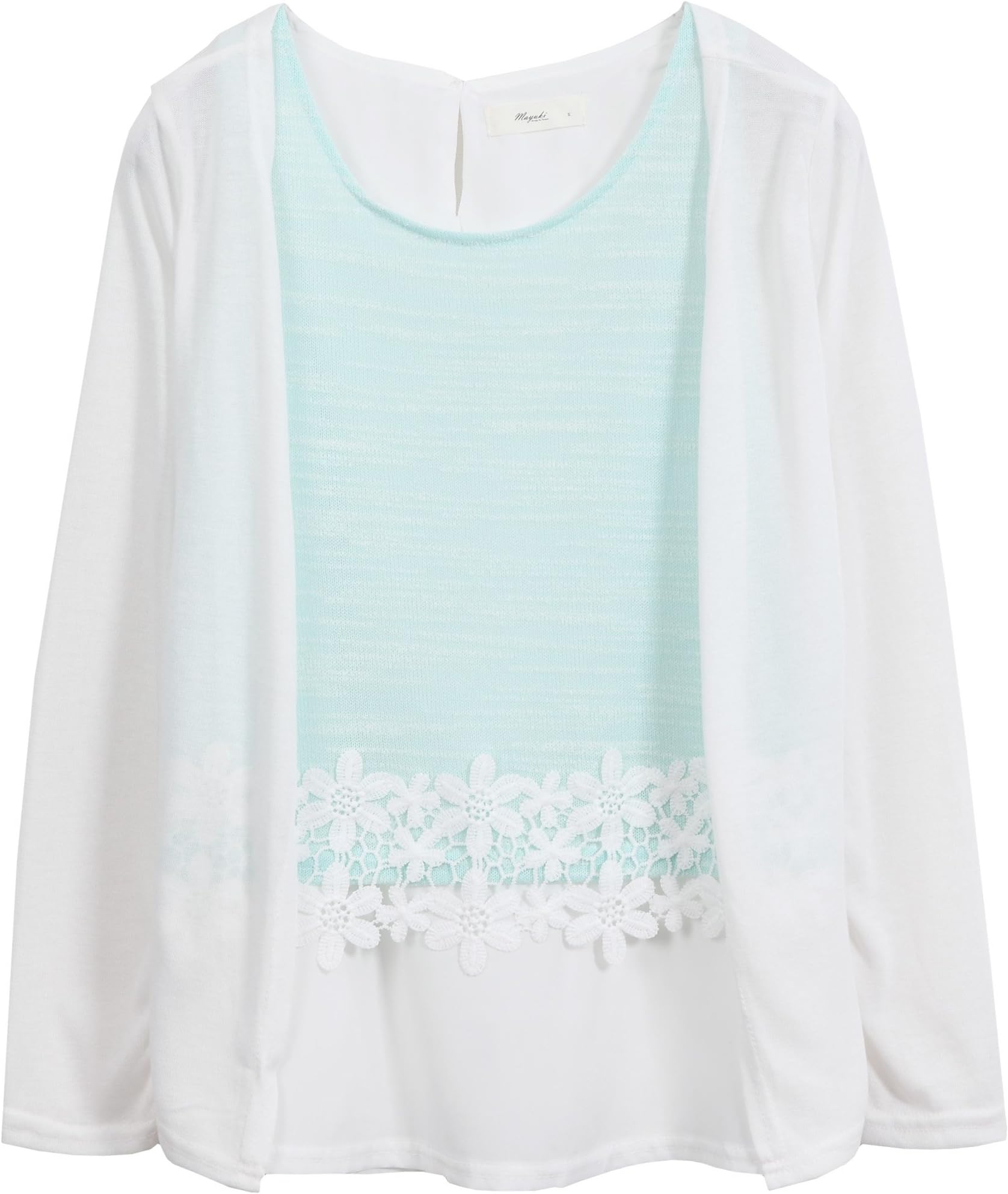 Mayuki Women's Layered Crochet Sleeveless Top and Cardigan 2-Piece Set