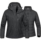 CREATMO US Women's 3 In 1 Waterproof Ski Jacket Windproof Snowboarding Jacket Warm Winter Snow Coat Raincoat