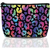 Colorful Leopard Cosmetic Bag Animal Skin Print Makeup Bags,Travel Make up Bags for Women Girls Cute Zipper Pouch Toiletry Organizer Bag Travel Essentials