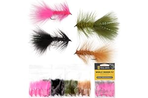 ALPHA and OMEGA - Woolly Bugger Fly KIT (20 Flies) (Hook Size Options: 8, 6, 4) Trout Steelhead Salmon Fishing Streamer Wooly