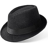 BABEYOND Straw Trilby Fedora Hat for Men-1920s Felt Panama Hat Short Brim Summer Cap with Ribbon