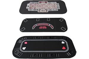 INO Design Portable Casino Texas Holdem Poker Mat Tabletop for 3in1 (Poker/Blackjack/Roulette) Folding Black Felt Carrying Bag