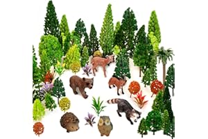 48pcs Animal Trees, Ho Scale Bushes with Animals Figures, Plastic Trees for Projects 1.5-6 inch(4-16 cm), Model Train Scenery