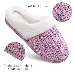shoeslocker Slippers for Women Memory Foam Fuzzy