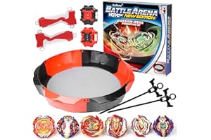 Nuffunx Bay Blade Large Stadium with 6 Burst Spinning Tops Launcher Set, for Age 5 6 7 8 9 10 11 12 Year Olds,Christmas and Birthday Gifts for Kids
