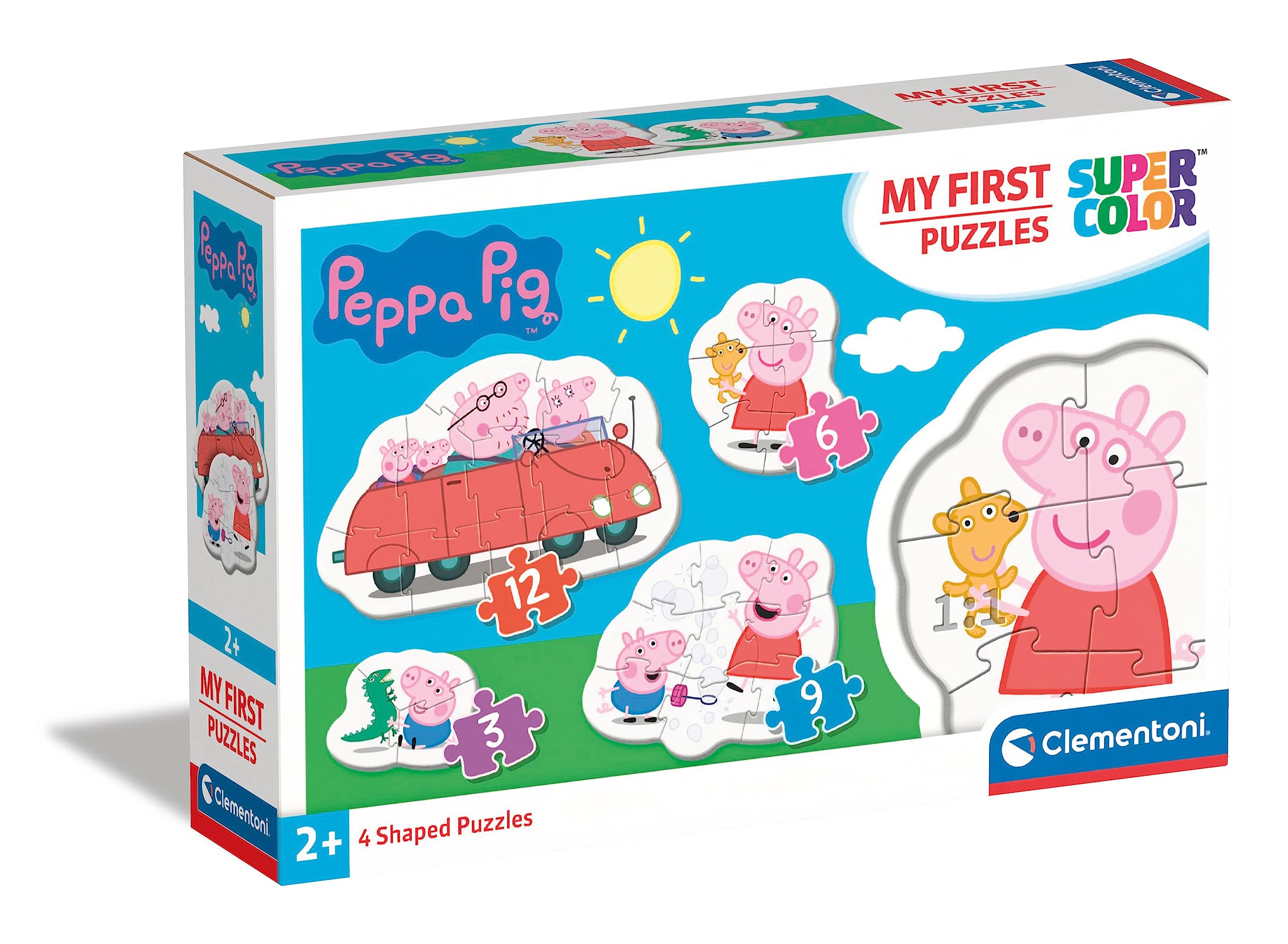 Clementoni 20829, Peppa Pig My First Puzzles for Toddlers - 3+6+9+12 Pieces, Ages 2 Years Plus