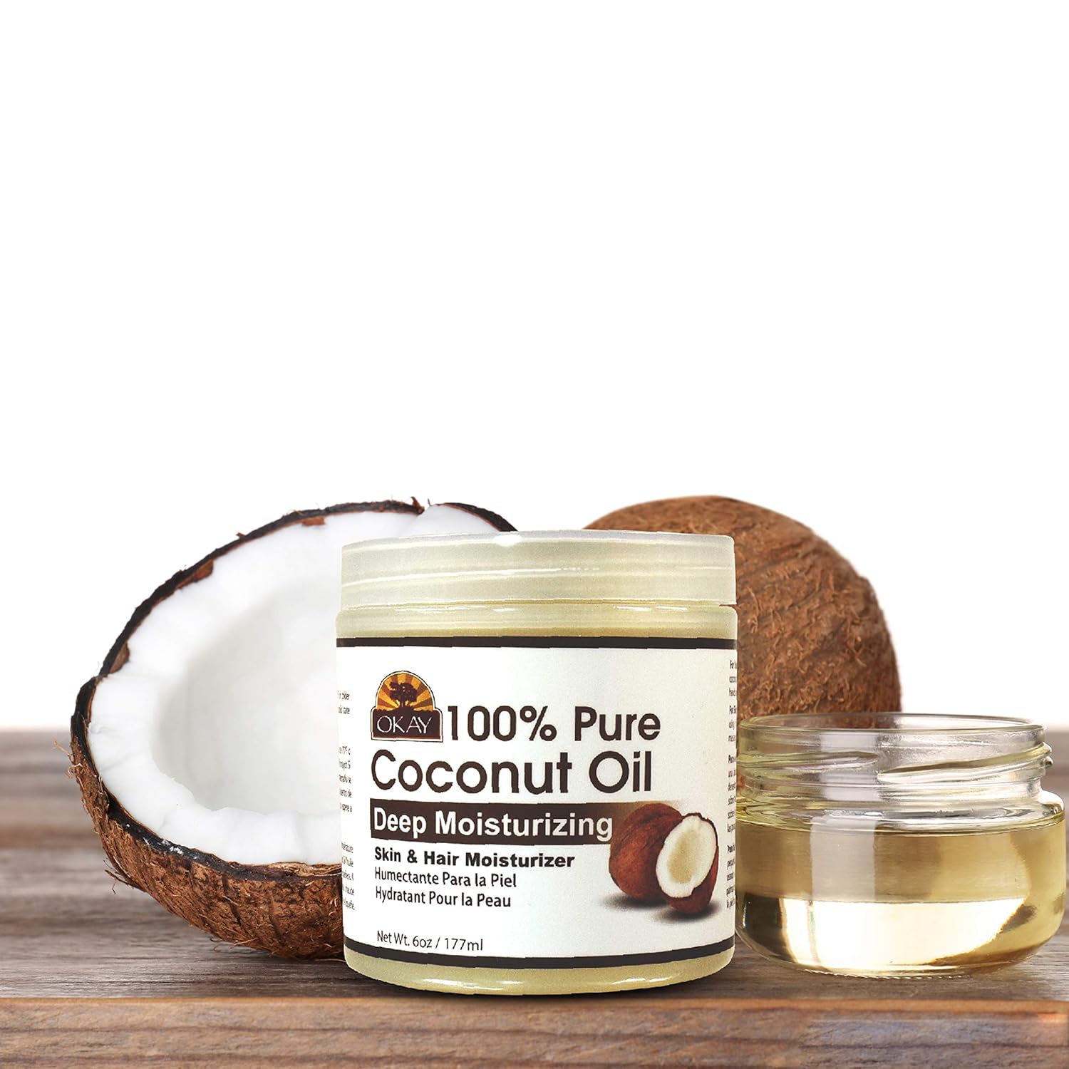 OKAY | 100% Pure Coconut Oil | For All Hair Textures & Skin Types | Moisturize - Massage - Condition | Excellent Source of Vitamin E | All Natural | 6 Oz : Beauty