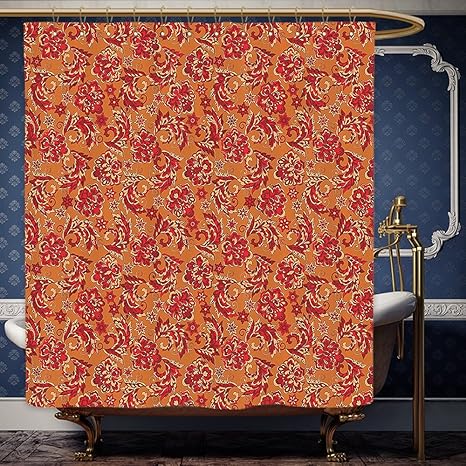 Amazon Wanranhomeカスタムメイドシャワーカーテンバティックdecor Nostalgic西ヨーロッパ中世ルネッサンスinspired Eastern Bohoパターンレッドオレンジのバスルーム装飾69 X 84インチ シャワーカーテン ホーム キッチン オンライン通販