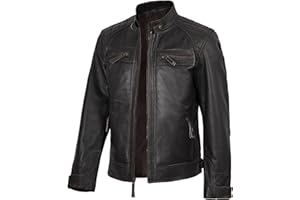Blingsoul Leather Jacket Men - Quilted Cafe Racer Leather Jackets For Men