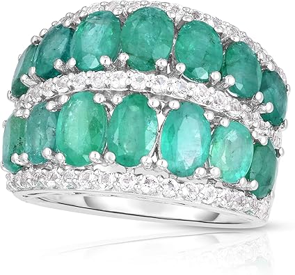 Femme Luxe Natural Emerald and White Topaz Statement Ring Jewelry Forever