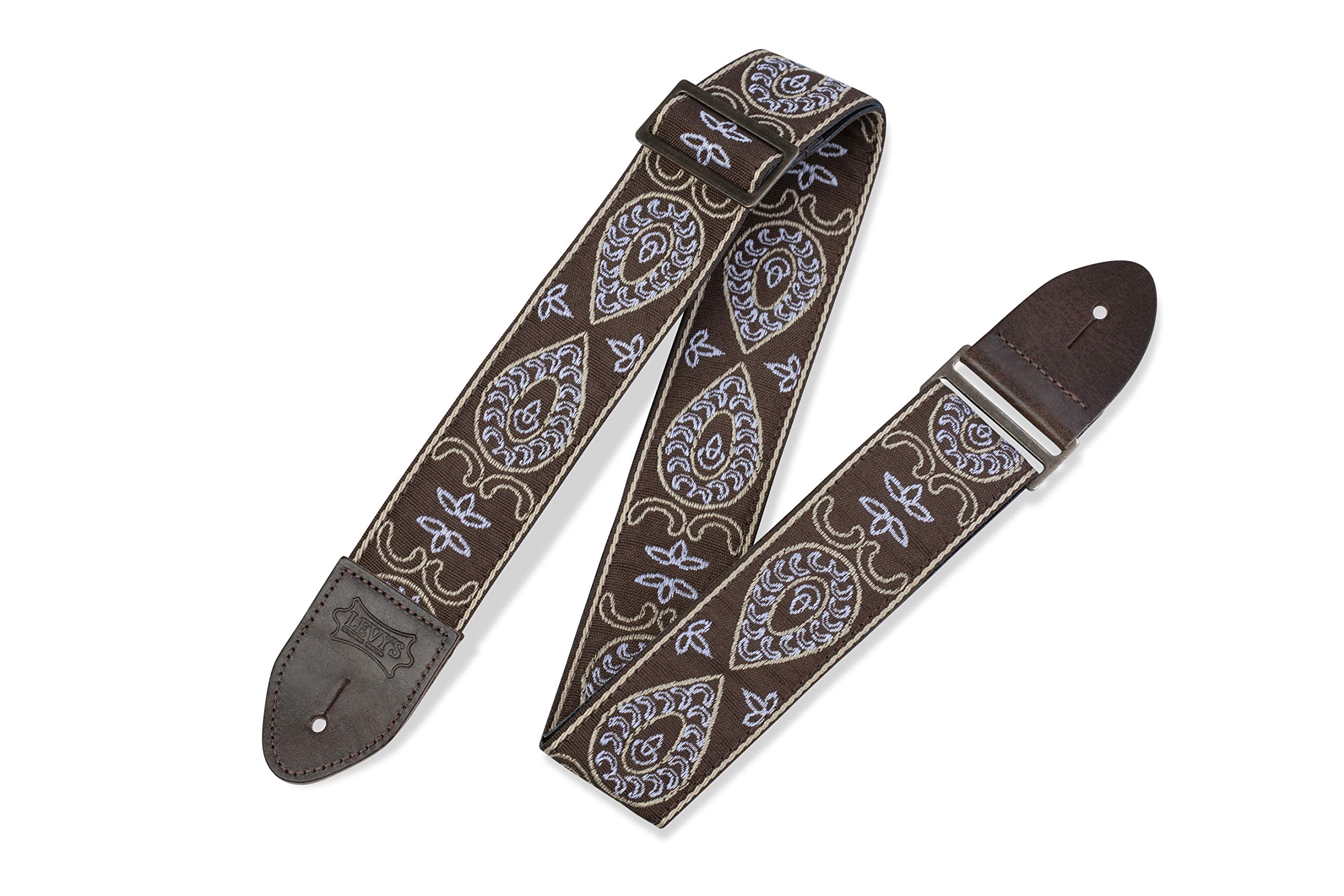 Levy's Leathers 2" Vintage Hootenanny Jacquard Weave Guitar Strap with Garment Leather Backing (M8HTV-24)