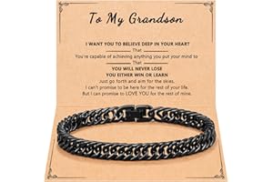 PINKDODO Stainless Steel Cuban Link Chain Bracelets for Men Teenage Teen Boys Gift ideas for Son Grandson Husband Boyfriend Brother Birthday Christmas Anniversary Valentines Day Graduation Gifts