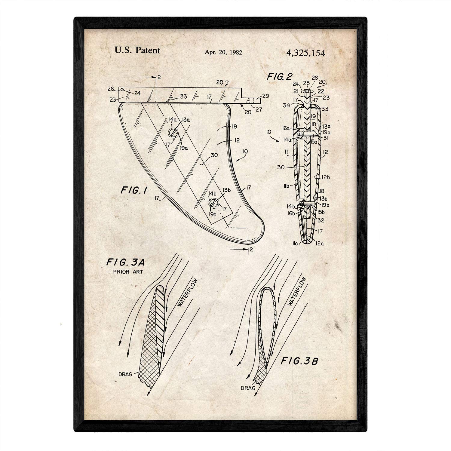Nacnic Poster patent Fin. Sheet with old design patent in A3 size and vintage background