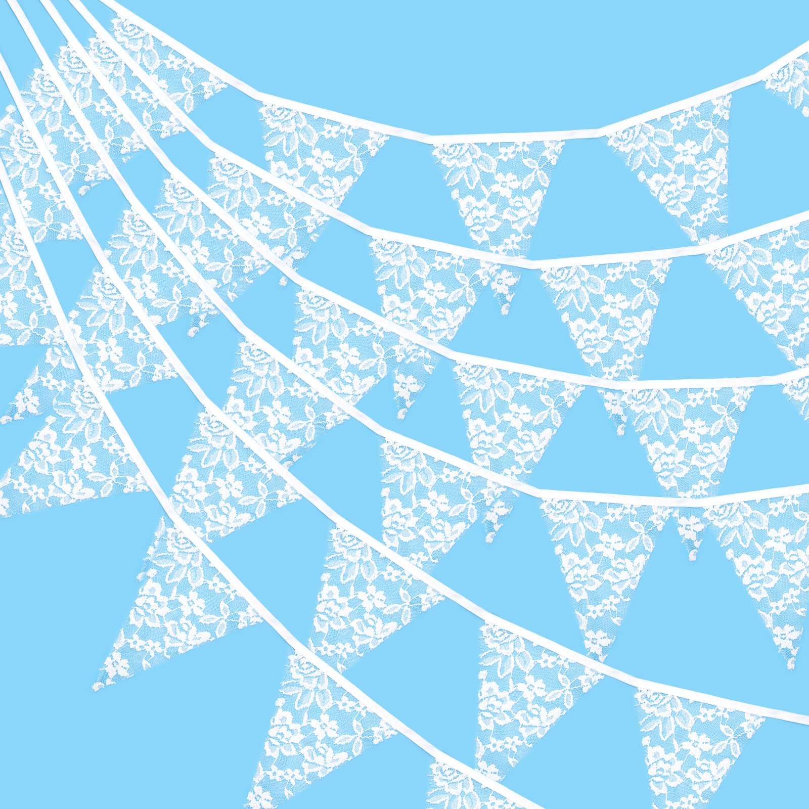 G2PLUS White Lace Wedding Decoration - 3.3M Lace Fabric Bunting - 12PCS for Wedding & Birthday Parties