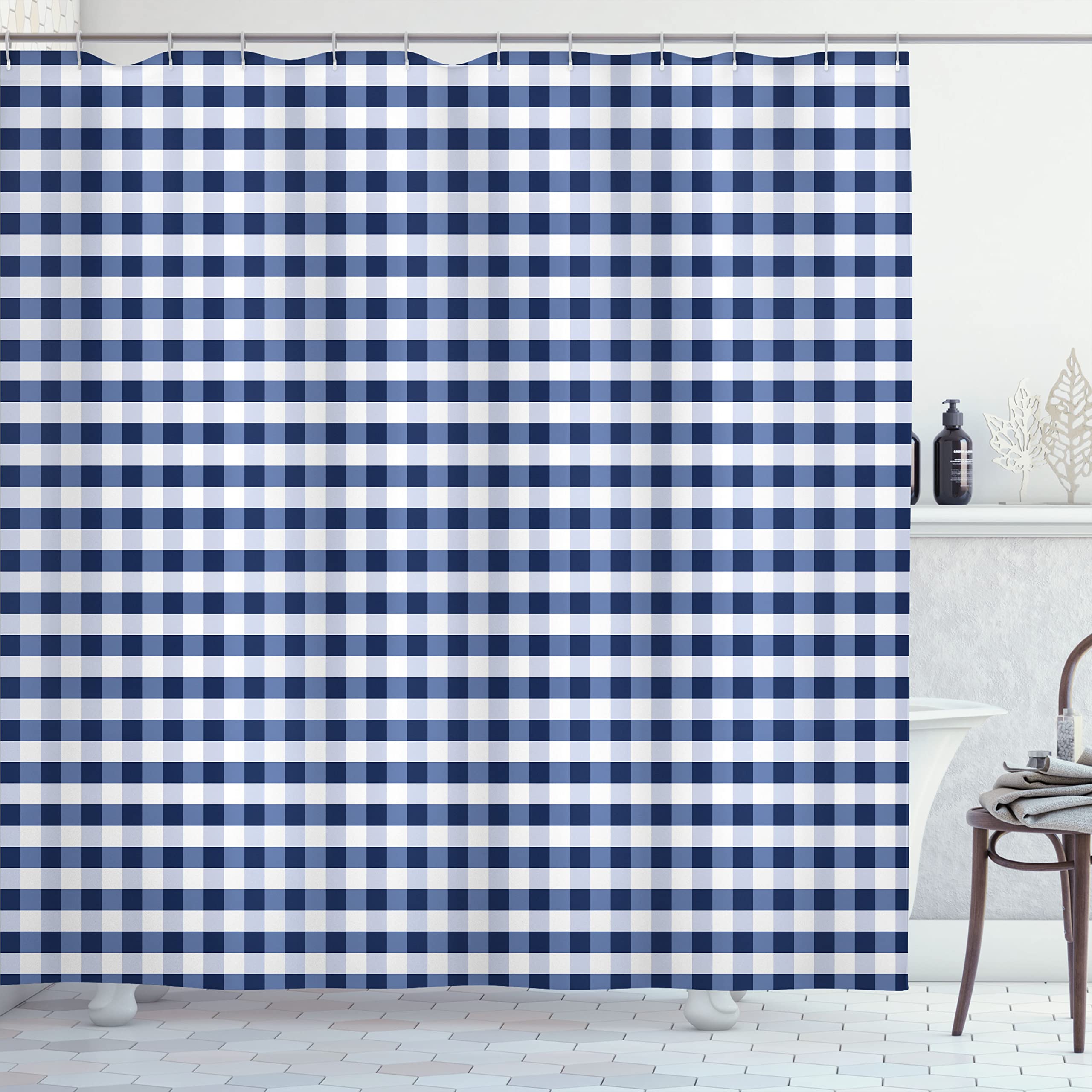 Ambesonne Checkered Shower Curtain, Monochrome