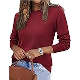 Zeagoo Womens 2026 Fall Sweaters Long Sleeve Tops Classic Crew Neck Pullover Sweaters Loose Dressy Casual Basic Clothes