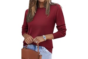 Zeagoo Womens Fall Sweaters Long Sleeve Tops Classic Crew Neck Pullover Sweaters Loose Dressy Casual Basic Clothes
