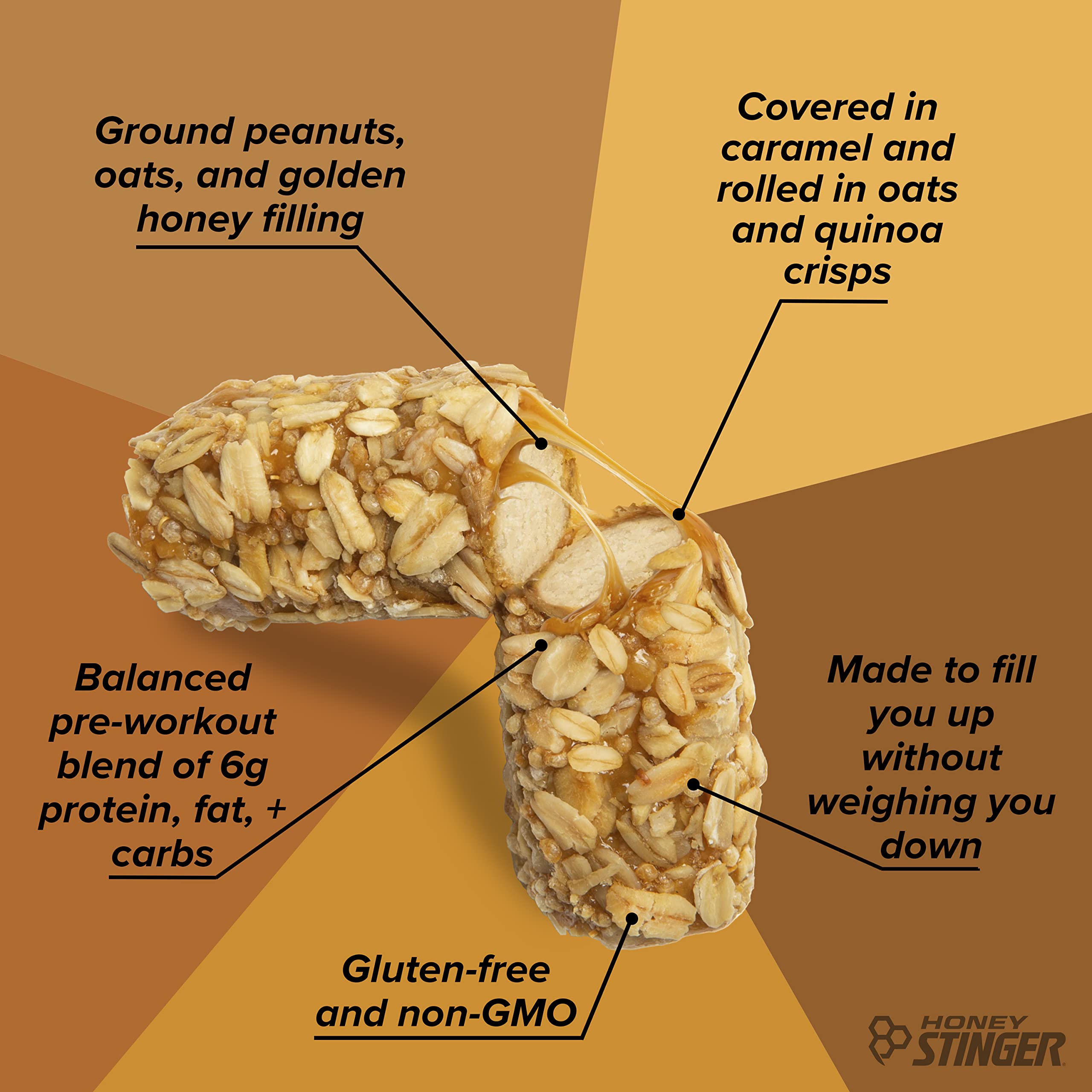 Honey Stinger Oat + Honey Bar | Original | Energy Packed Food to Prepare for Exercise, Endurance and Performance | Sports Nutrition Snack Bar | Pre-Workout, Protein, Gluten Free | Box of 12