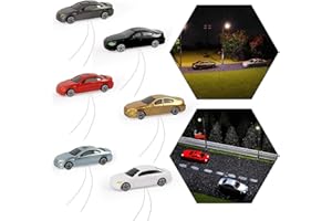 EC100 12PCS 1:87 HO Scale Model Lighted Car with 12V LED Head and Rear Lights Layout