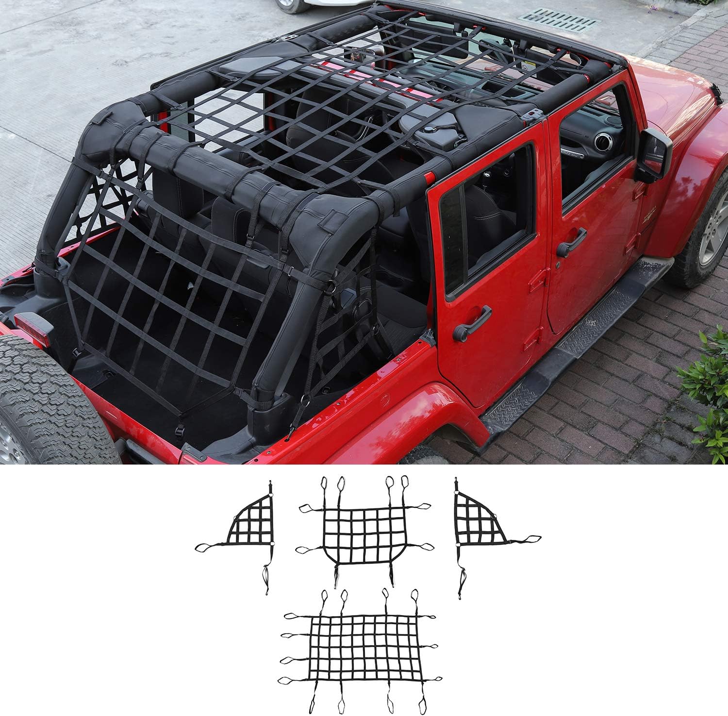 JeCar for Jeep Net, 4 Set Cargo Net for 20072018 Jeep
