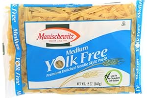 Manischewitz Premium Enriched Medium Yolk Free Noodle Pasta 12oz (3 Pack) Cholesterol Free, 8gr Protein Per Serving, Low Fat, Low Sodium,