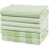 Casa Platino Kitchen Towels Cotton and Kitchen Dish Towels – Soft Cotton Set of 8 with Coordinated Patterns – Inviting Tones for Baking and Everyday Spills – Sage Green
