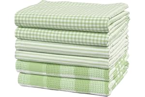 Casa Platino 6PC Decorative Kitchen Towels, 18"x28", Cotton Kitchen Towels, Dish Cloth, Spring Dish Towels for Kitchen, Terry Cloth Kitchen Towels, Green Kitchen Towels, Kitchen Towel Bar - Sage Green