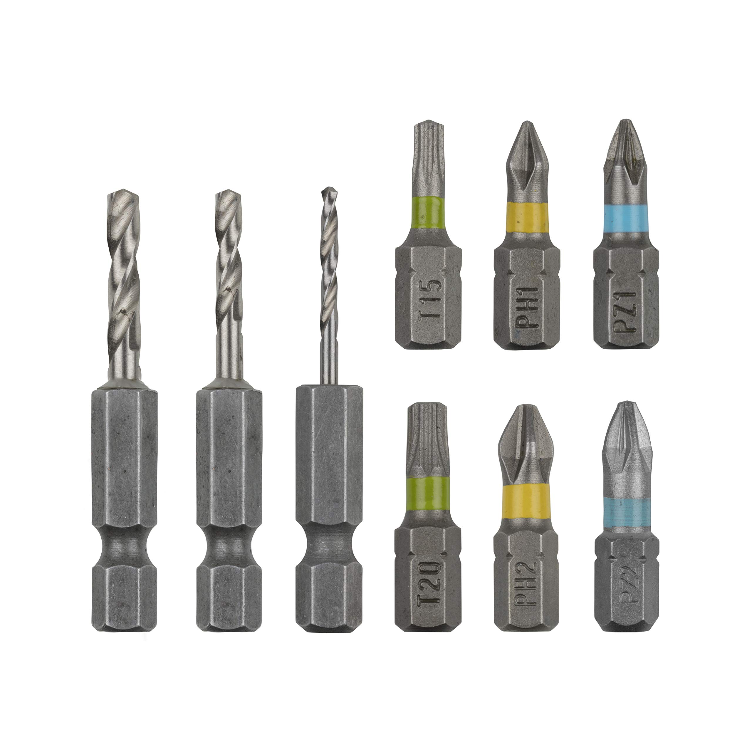 wolfcraft Drilling and Screwing Flipbit Accessories Set 9 Pcs. I 3083000 I Tool set for equipping the dual quick change holder