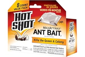 Hot Shot Ant Bait, Kills the Queen and Colony, Works for 6 months, Pack of 1, 8 Count