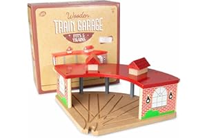 Wooden Train Track Train Garage - Train Storage Garage for Wooden Train Tracks & Sets - Compatible with Most All Conductor Carl Track Sets
