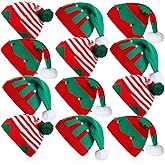 Berlune 12 Pcs Christmas Hats for Adult Knitted Beanie Hat Winter Warm Santa Knit Hat Xmas Striped Holiday Beanies Cap for Women Men Christmas Party New Year's Gift